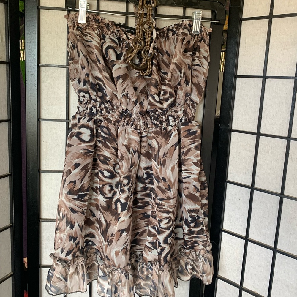EUC Chesley Leopard 🐆Print Mini Dress Tunic Size Large